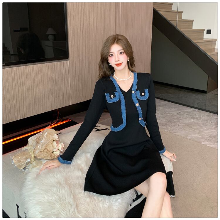 【dress】ドッキングニットワンピース　M18359
