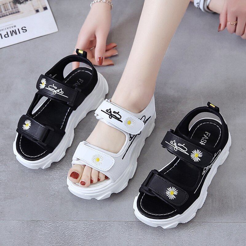 【shoes】清純甘くて女子力UP！花柄配色履きやすい合わせやすいサンダル