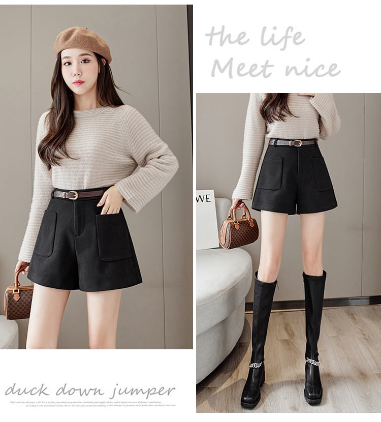 【bottoms】ファッション好感度UP!気質満点秋冬新作ハイウエストショートパンツ G3052