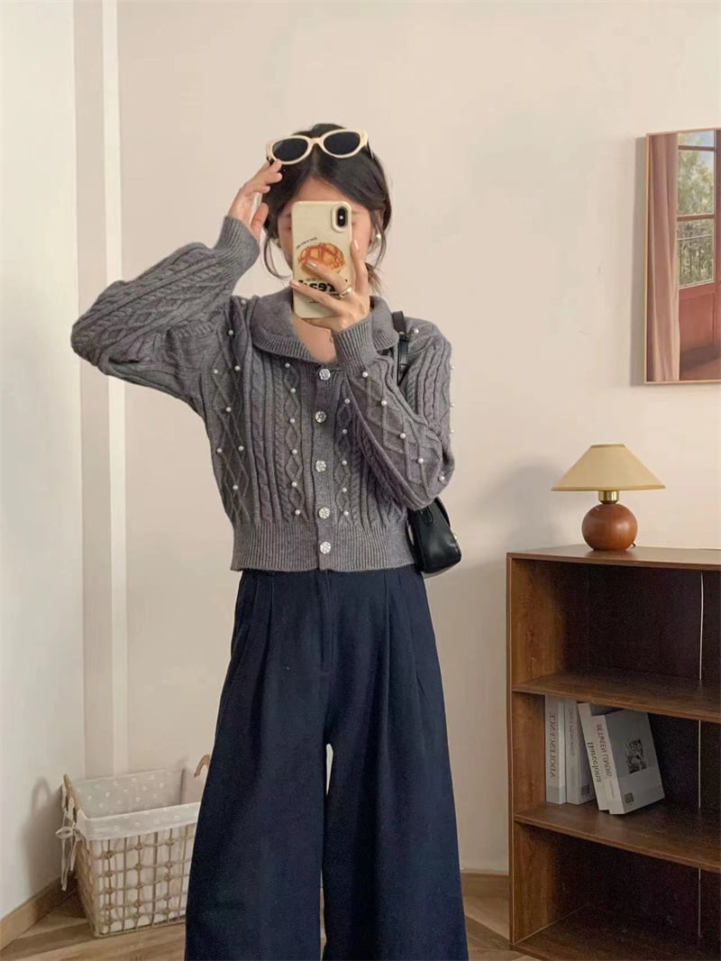 【outer】パールニットカーデ　M25916