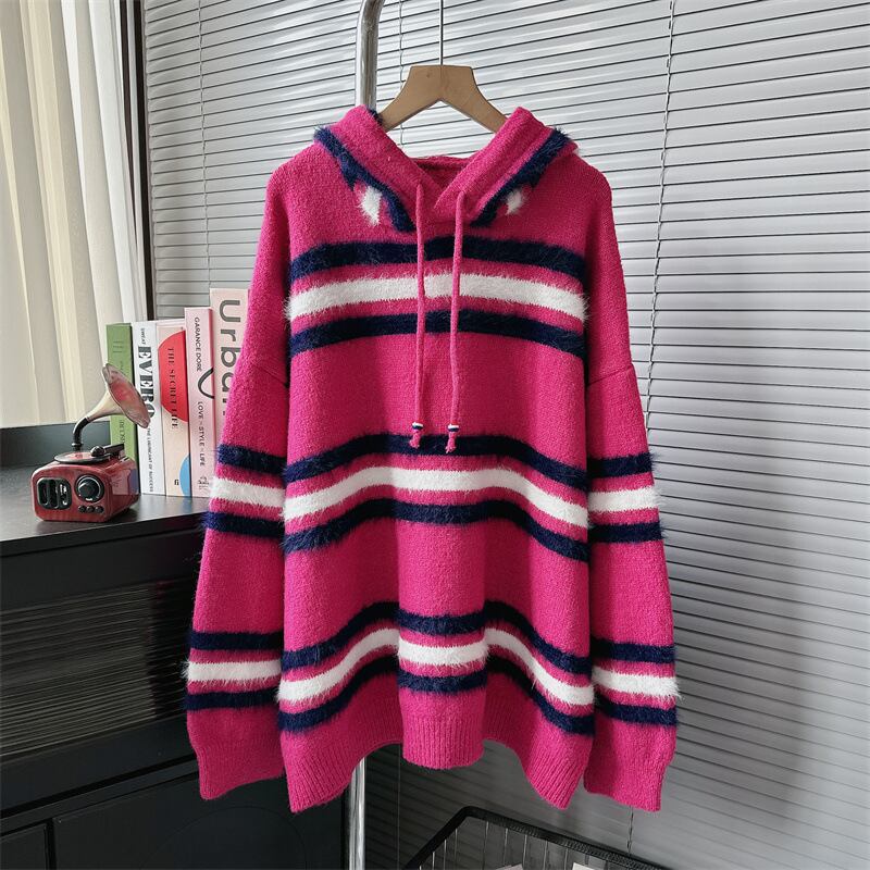 【tops】フード付きニットセーター　M18546