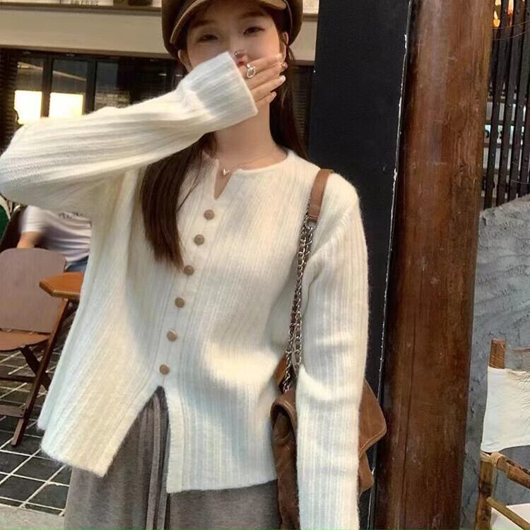 【tops】ボタンデザインニットトップス　M27150