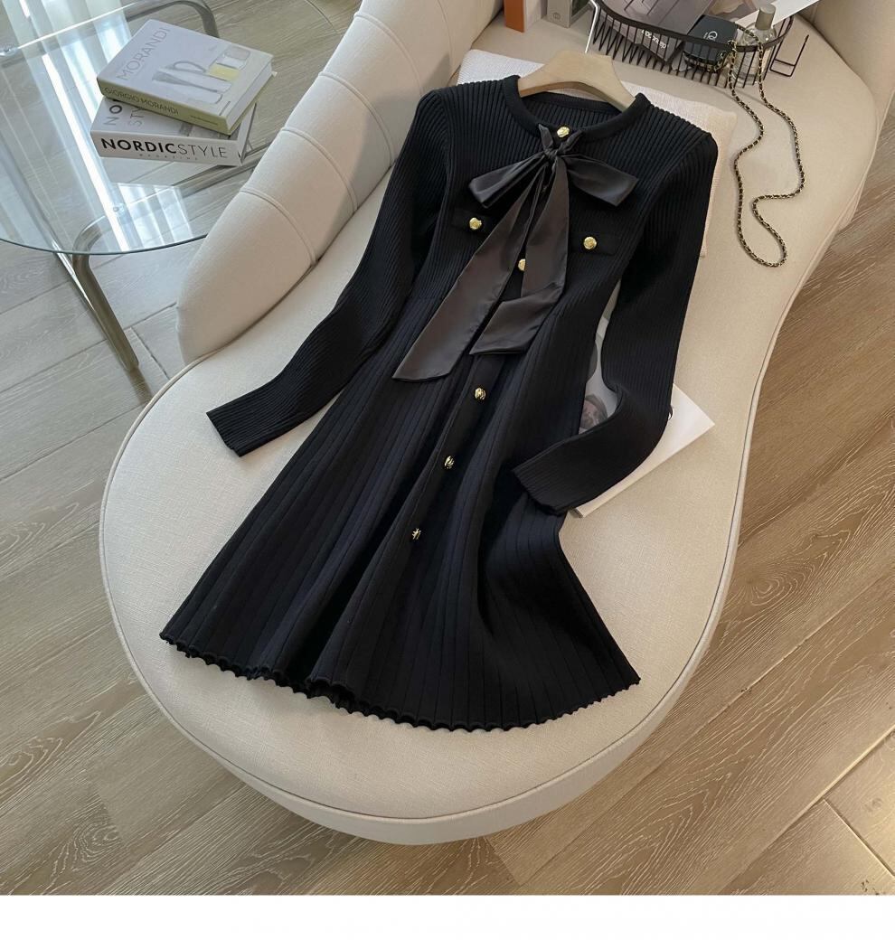 【dress】リボン付きニットワンピース　M18792