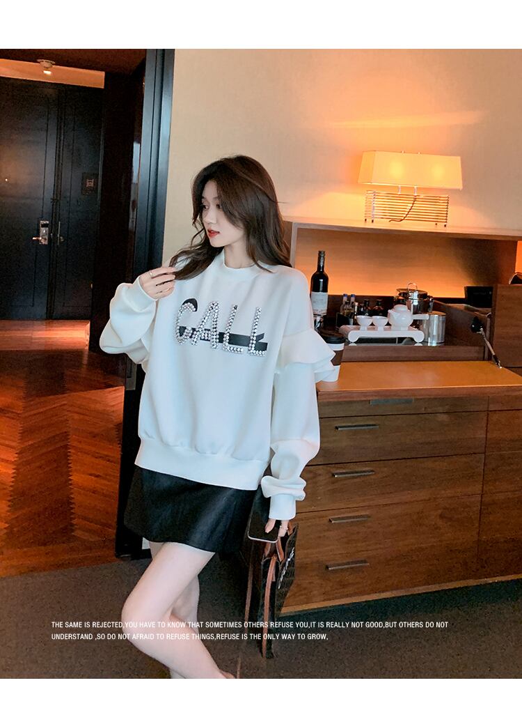 【tops】女性力を高める〜!スウィートルーズオシャレゆったりデザイン厚手パーカー G5473