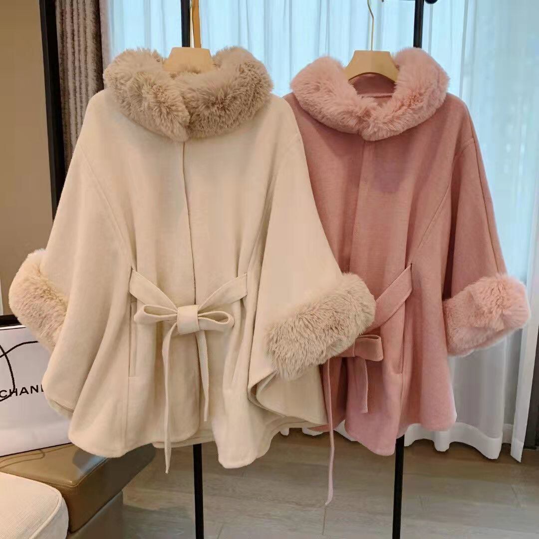 【outer】ファーケープコート　M18423
