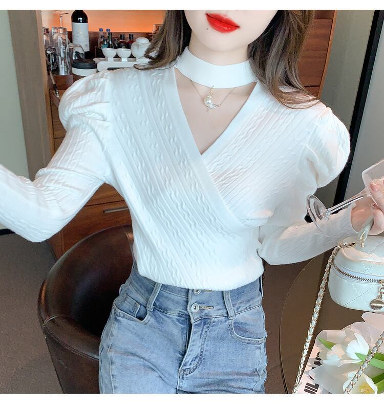 【tops】パフスリーブニットトップス　M18687