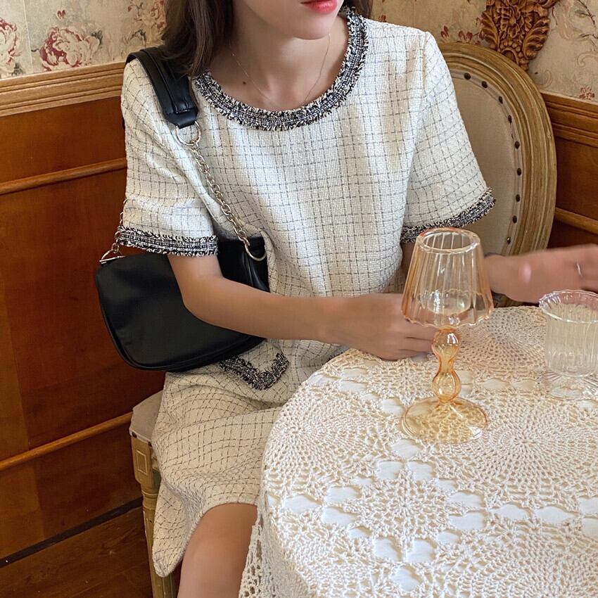 【dress】シンプル好感度UP!気質満点ラウンドネック エレガントファッションワンピース G0328