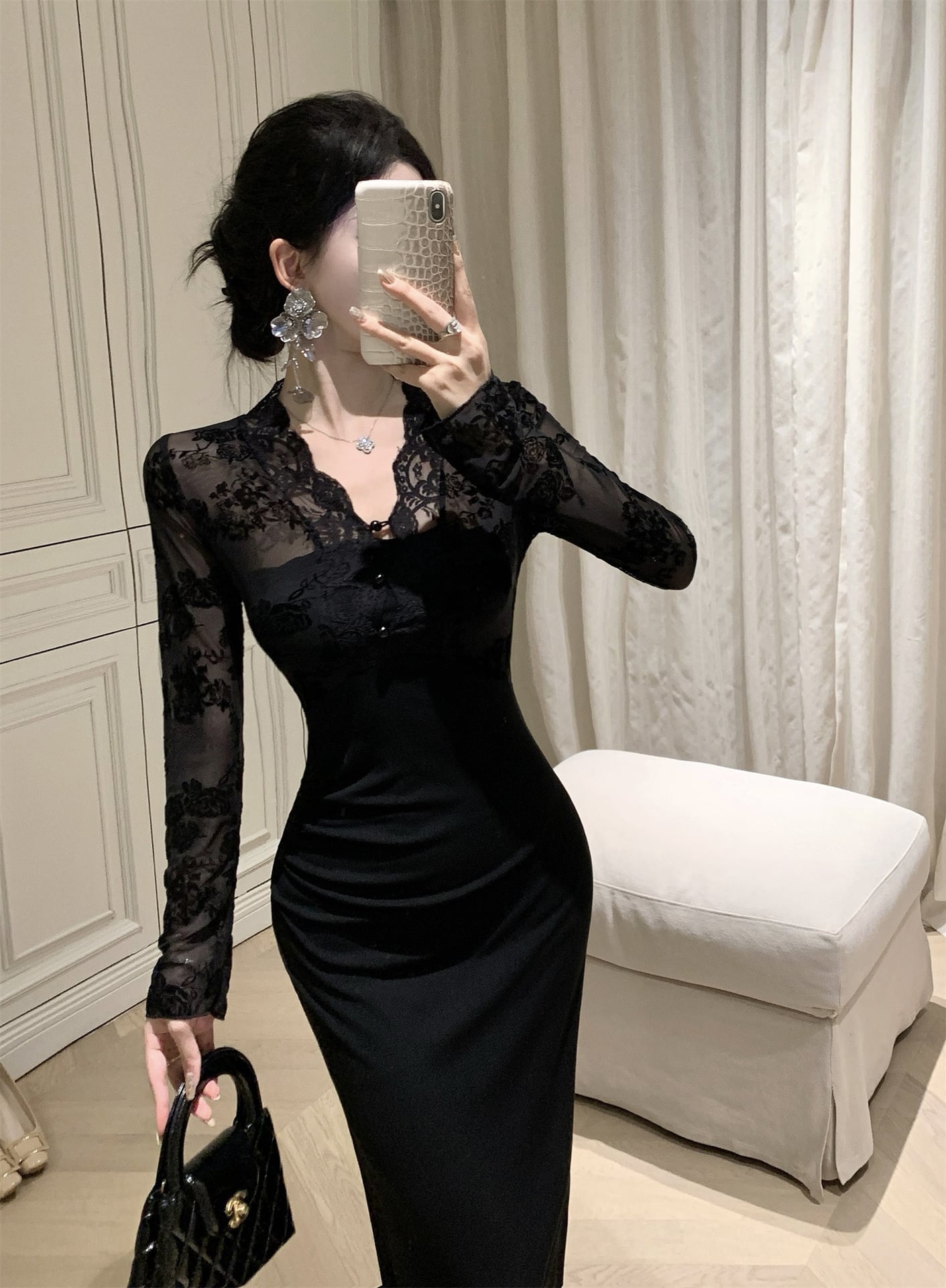 【dress】レース切り替えワンピース　M29431