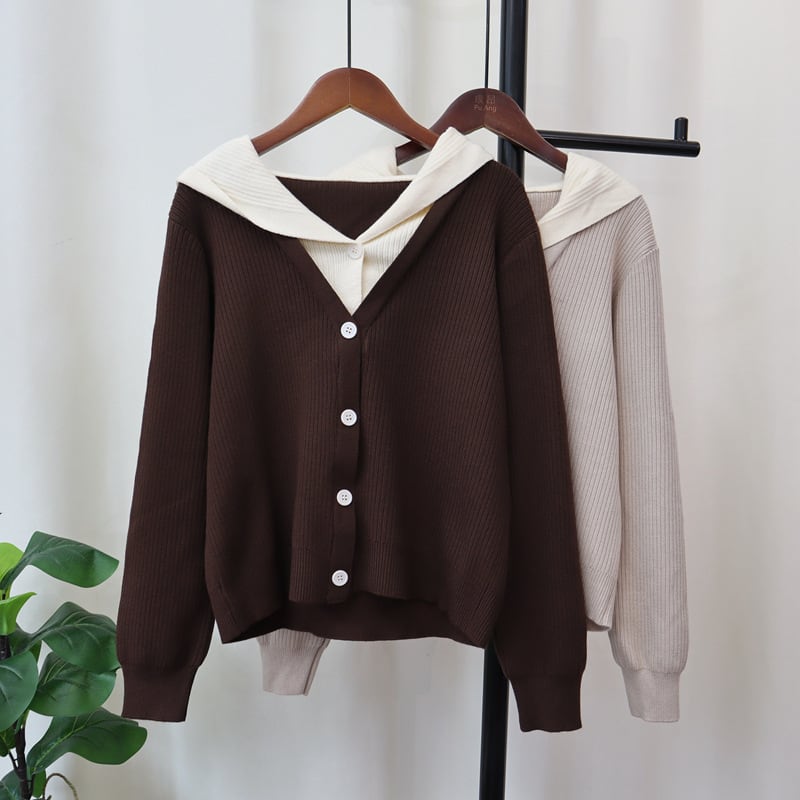 【outer】切り替えニットカーデ　M25438