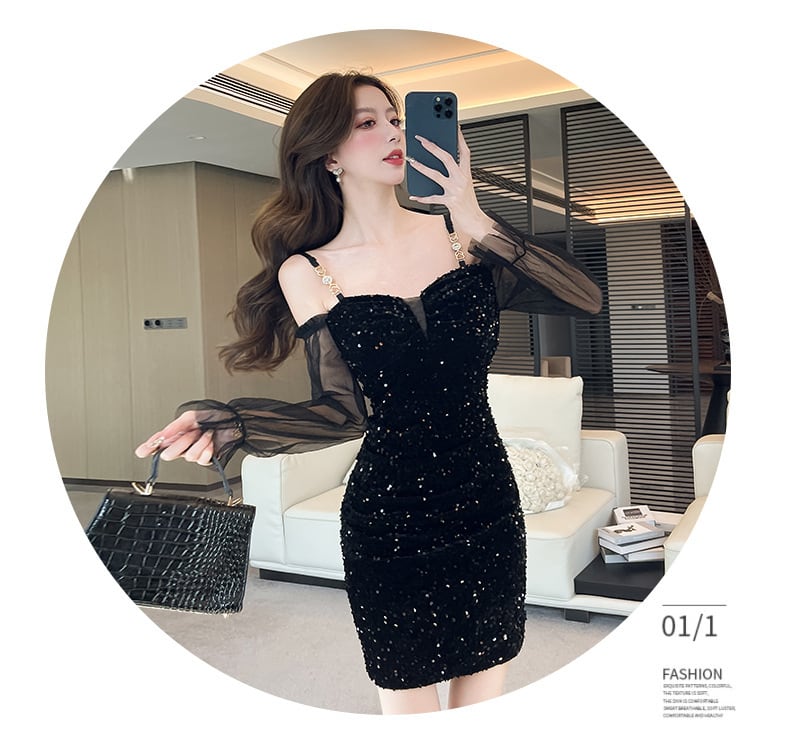 【dress】ビジュードッキングデートワンピース　M28232