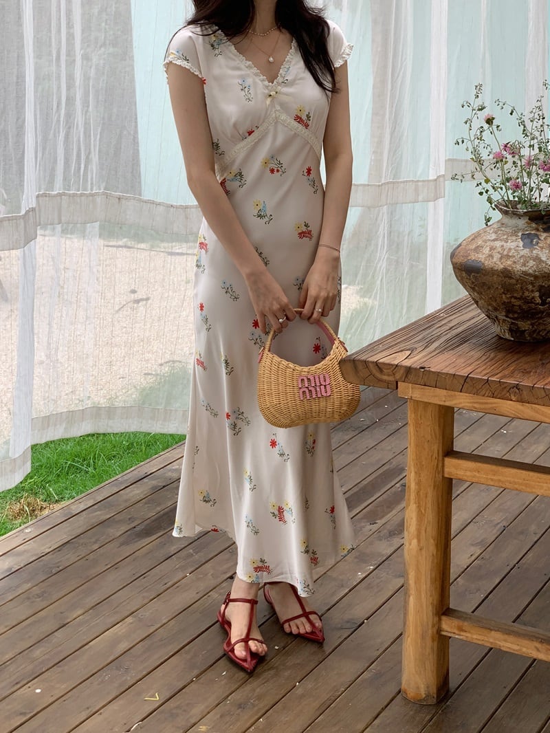 【dress】Vネックワンピース　M24468