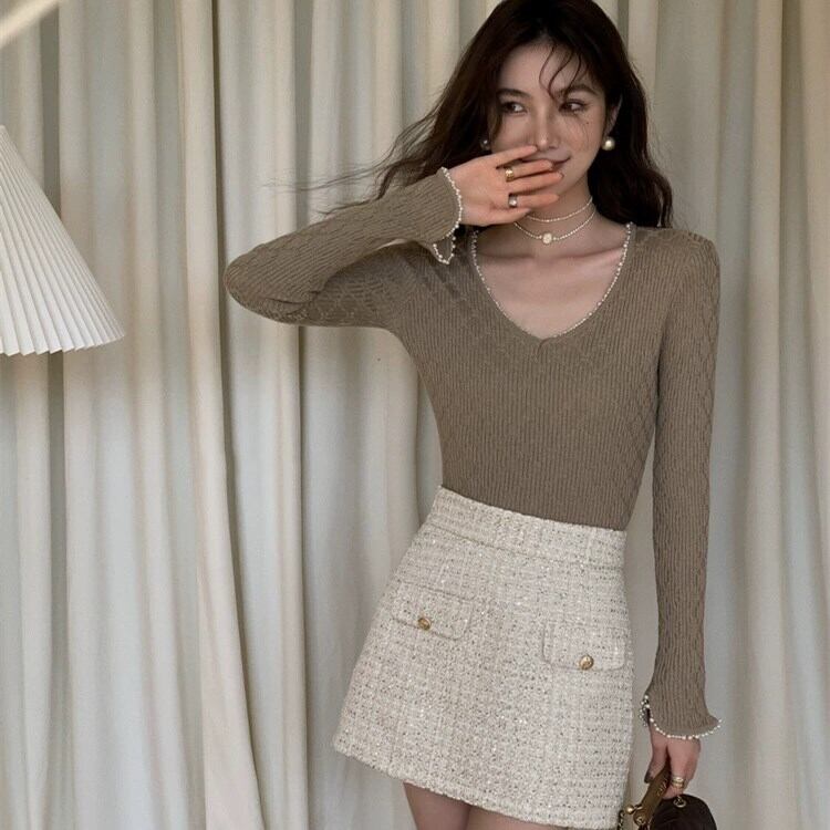 【tops】パールニットプルオーバー　M19199