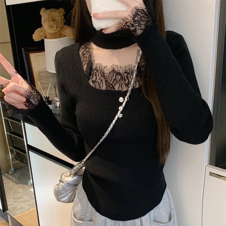 【tops】レースニットトップス　M28418
