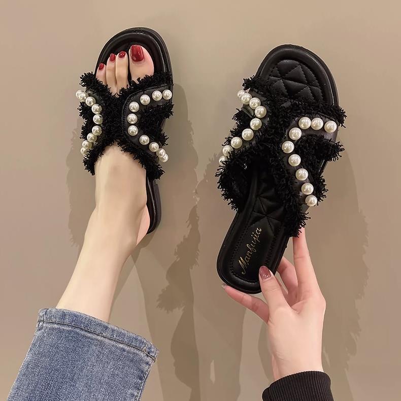 【shoes】3色ビーズスリッパF7463