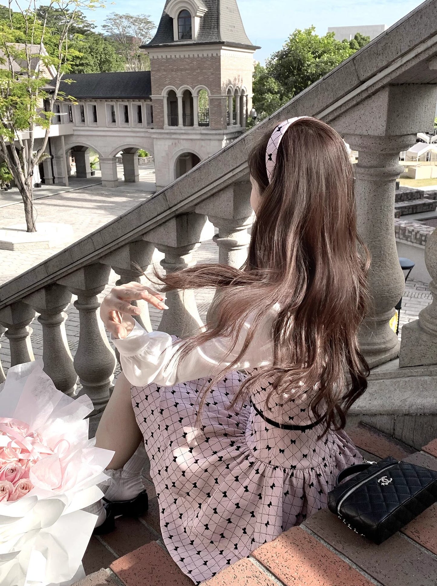 【dress】ピーターパンカラーフェイクレイヤードワンピース Q7570