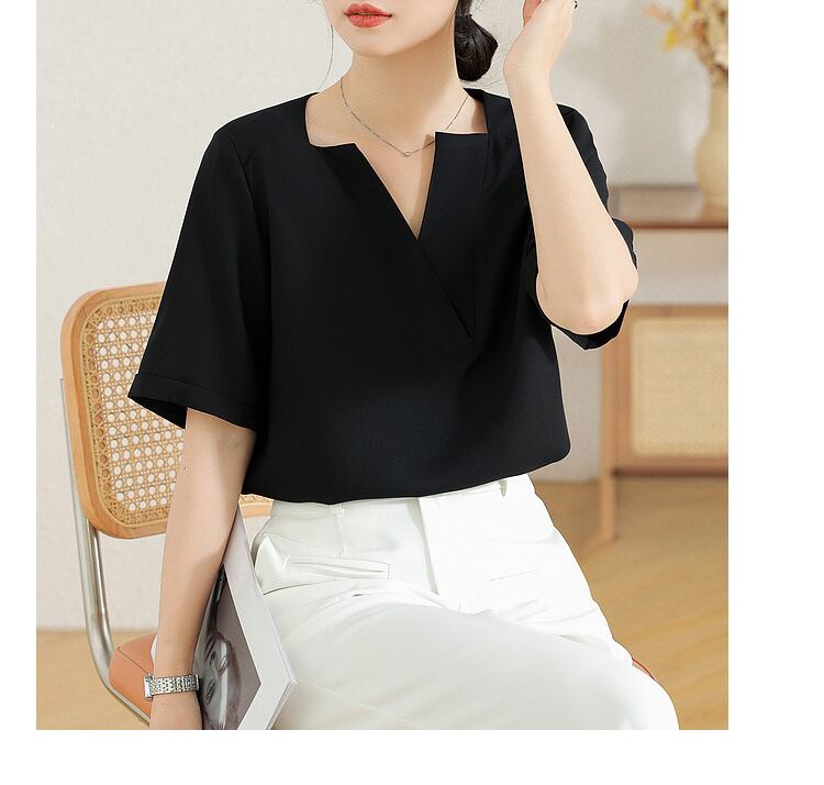 【tops】VネックOL通勤ブラウスG21073