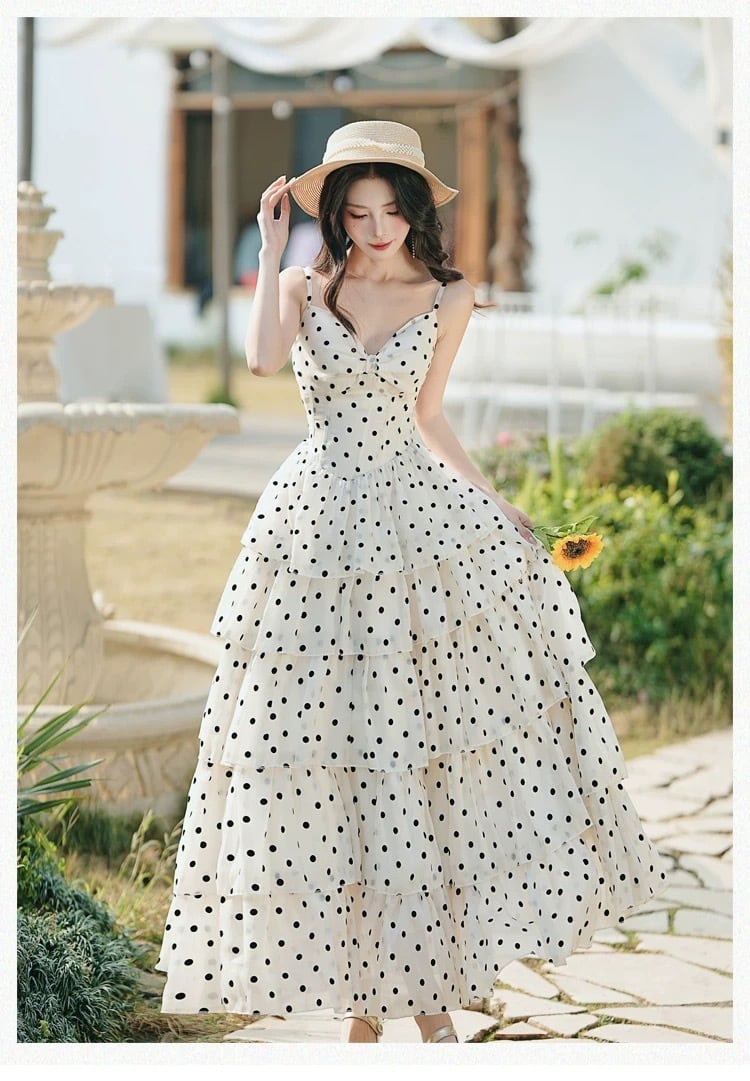 【dress】ドット柄ティアードワンピース　N3275