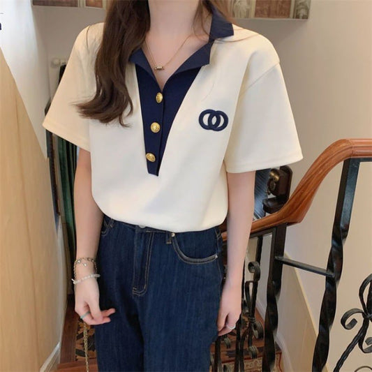 【tops】POLOネックデザインTシャツG21361