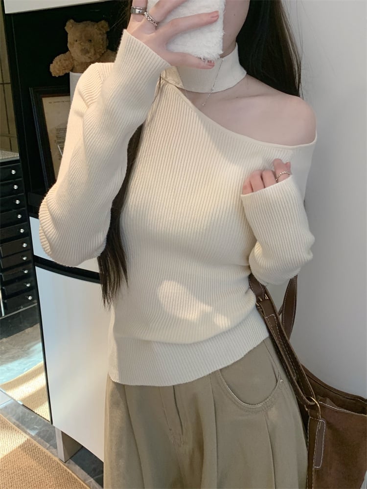 【tops】オフショルダーニットトップス　M28410
