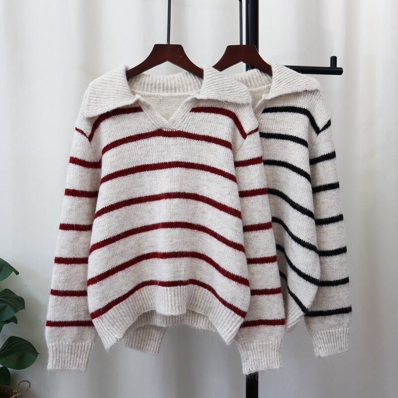 【tops】ボーダー柄ニットセーター　M27522
