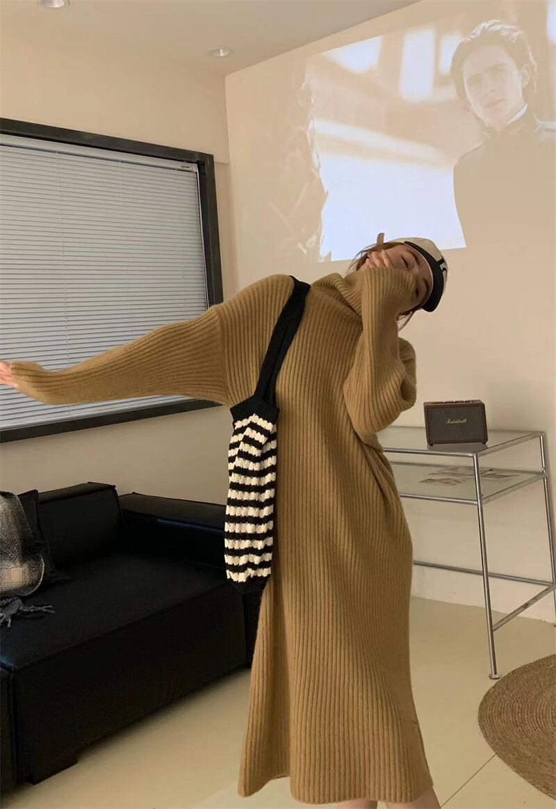 【dress】無地ニットワンピース　M19129