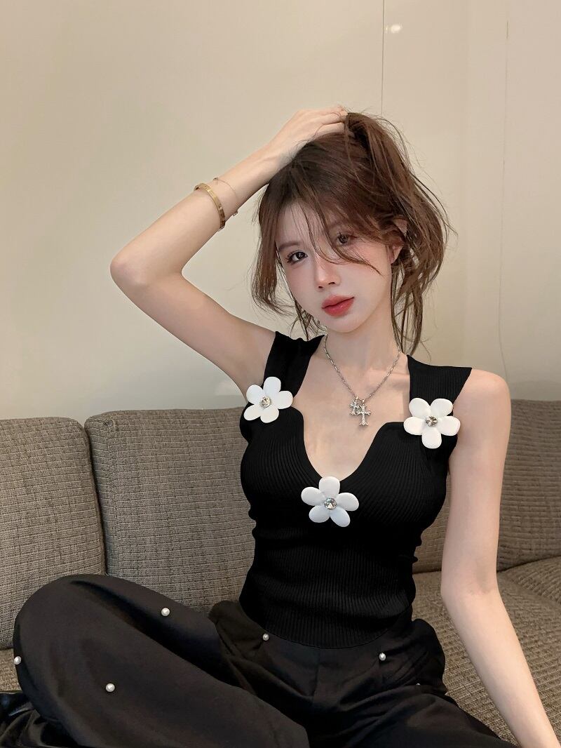 【tops】ニットノースリーブトップス　M30097