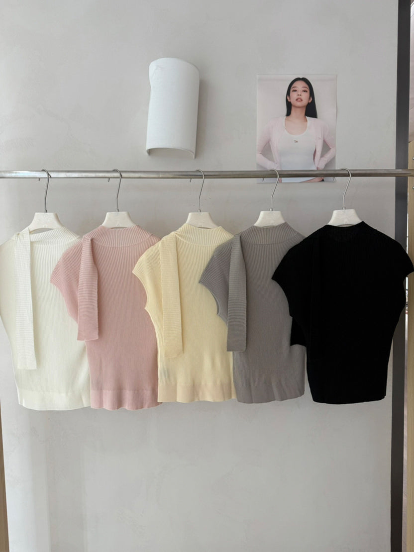【tops】半袖ニットトップス Q9078
