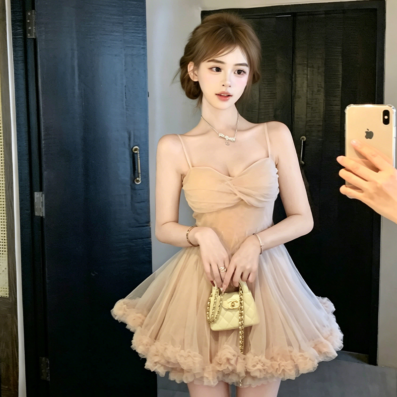 【dress】ギャザーフリルチュールミニワンピース Q8417