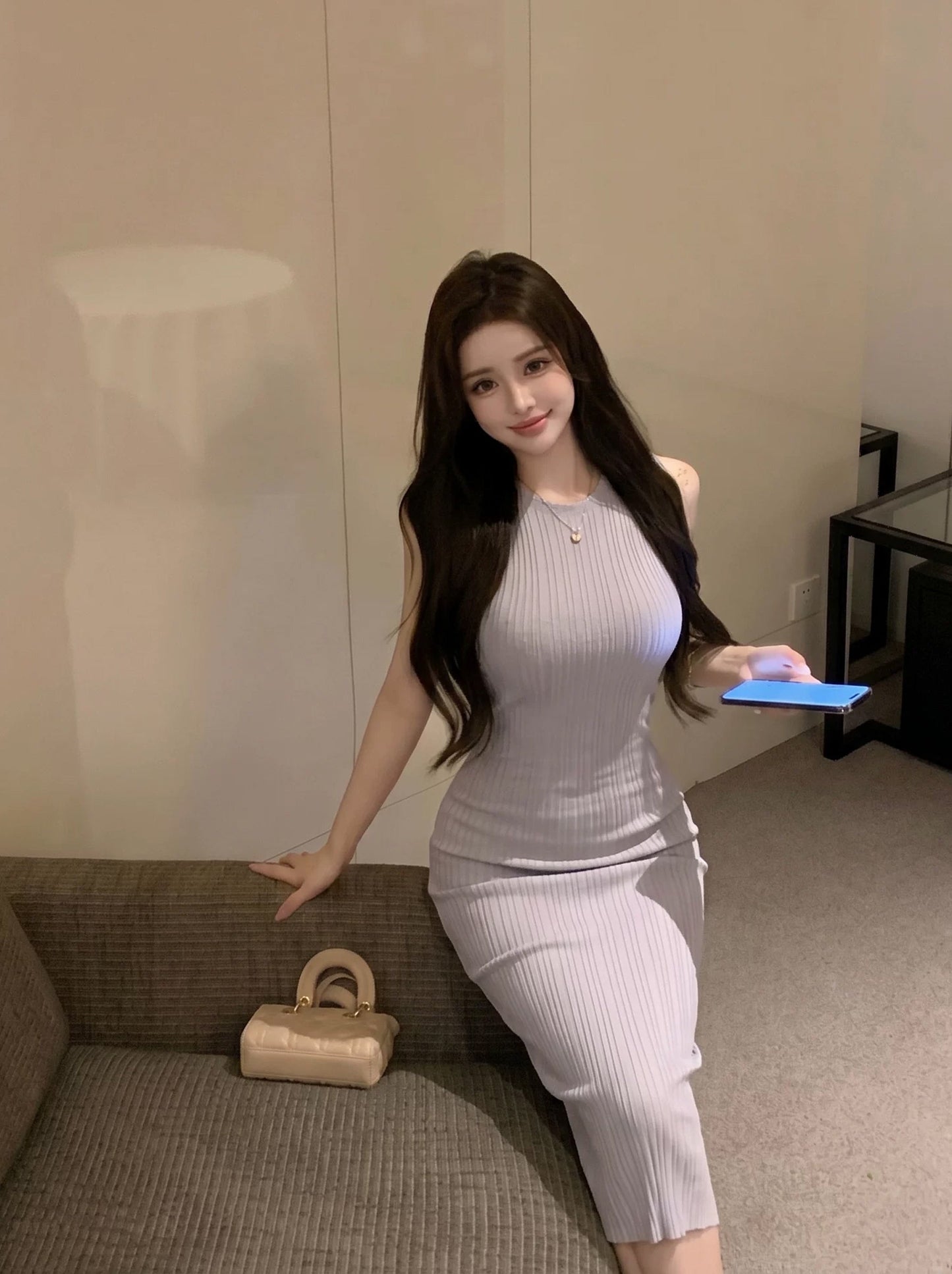 【dress】ニットベストワンピース Q8892