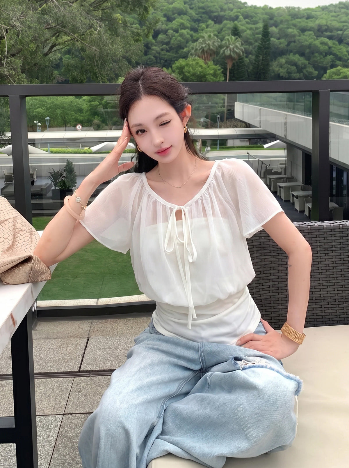 【tops】シアーチュールドッキングトップス Q8845