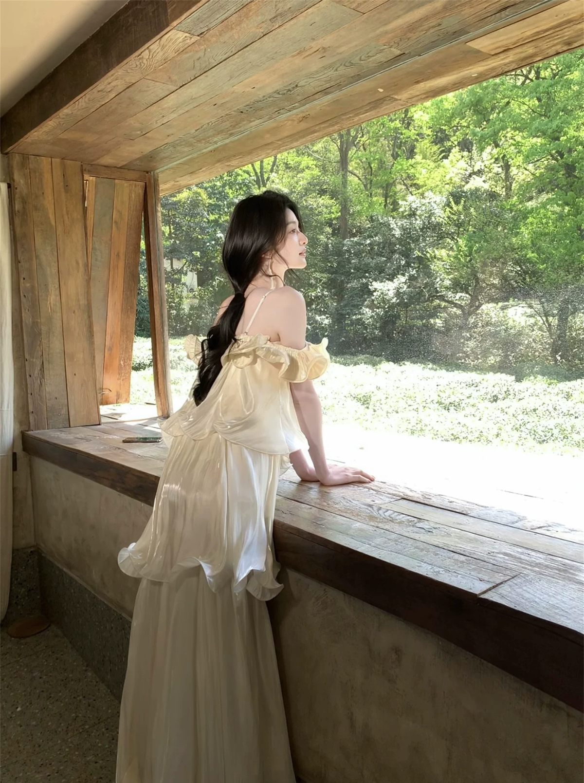 【dress】ギャザーフリルロングキャミワンピース Q8553