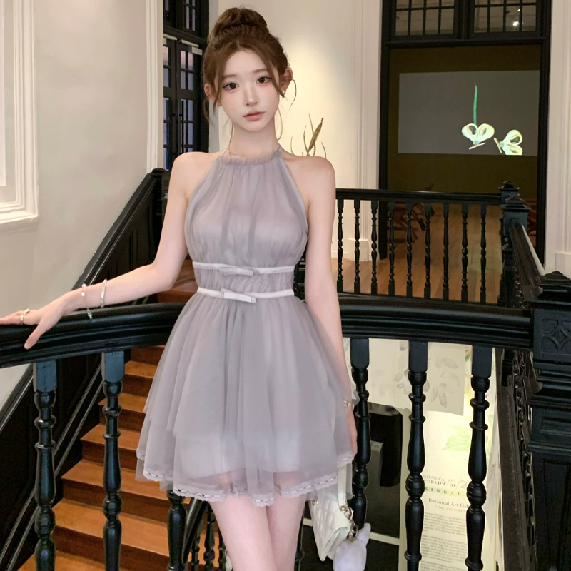 【dress】バックリボンチュールミニワンピース　M31380