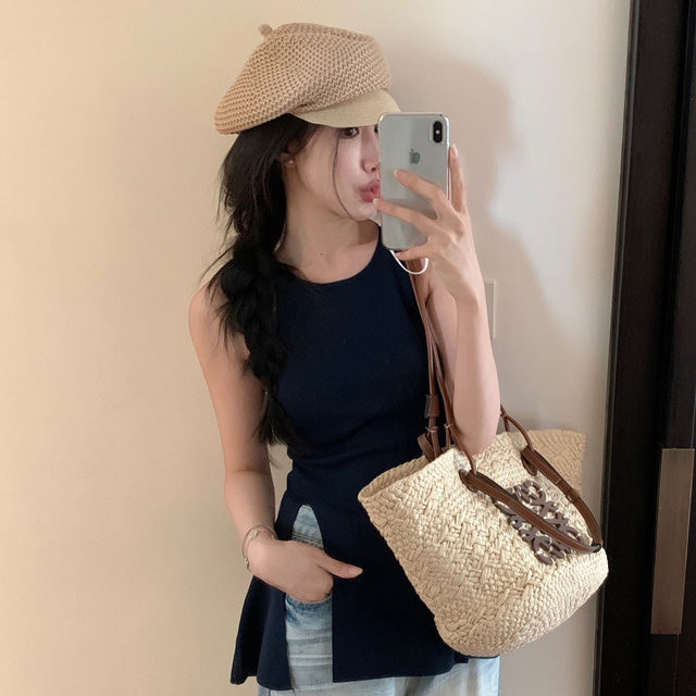 【tops】3色スリットタンクトップF7585