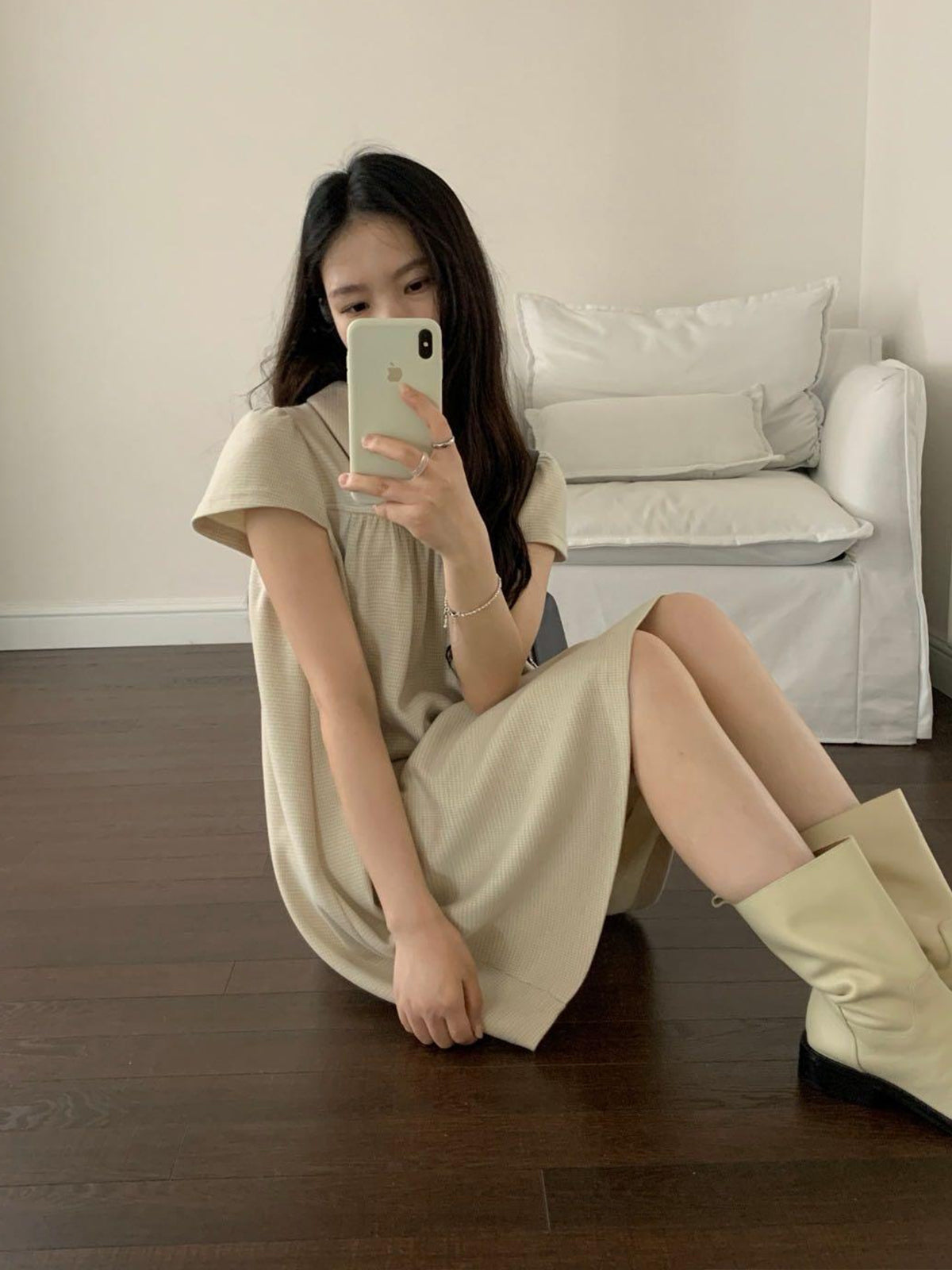 【dress】ノースリーブ折り襟ワンピース Q9044