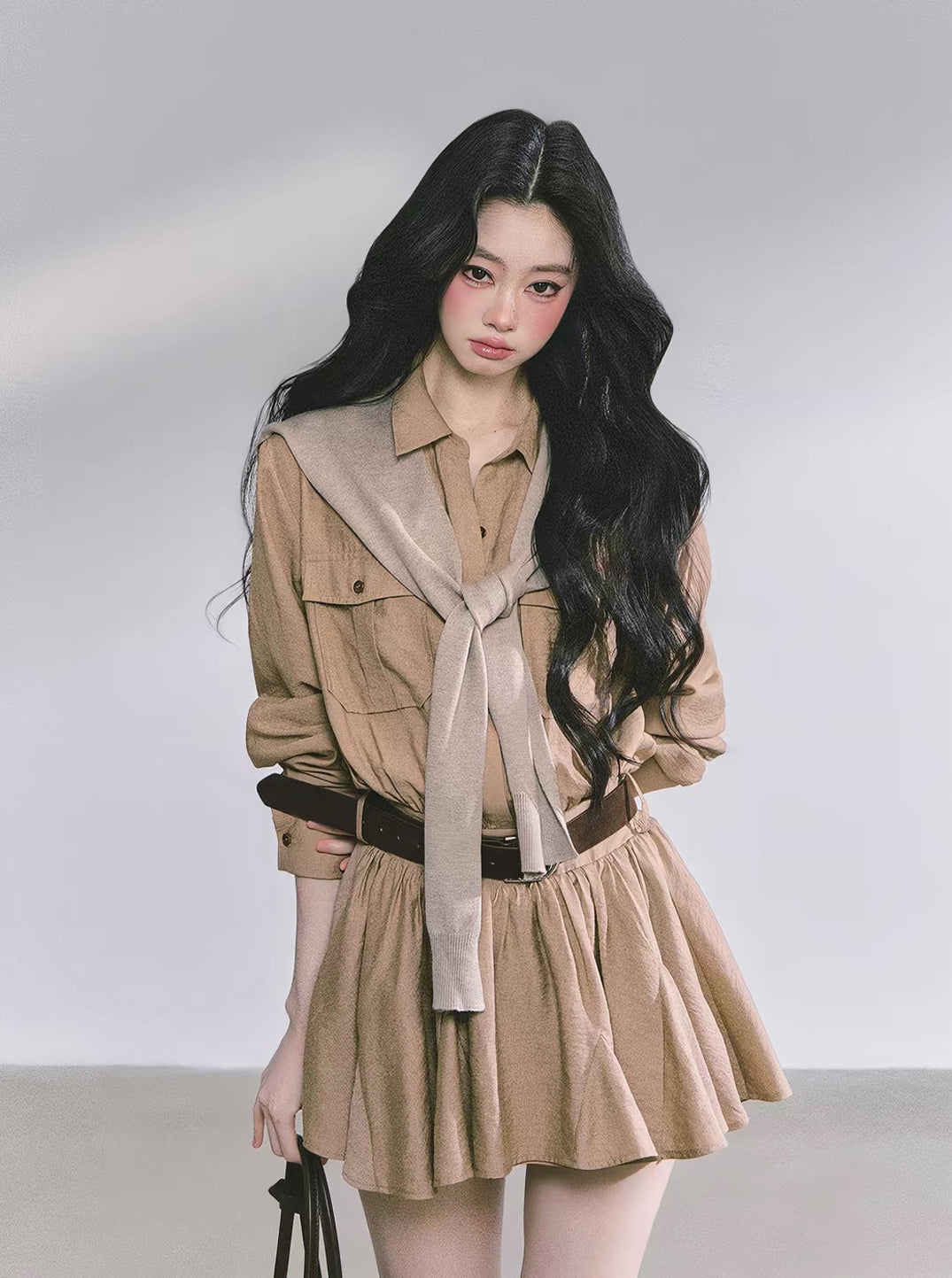 【dress】ストール付きAラインワンピース Q8905