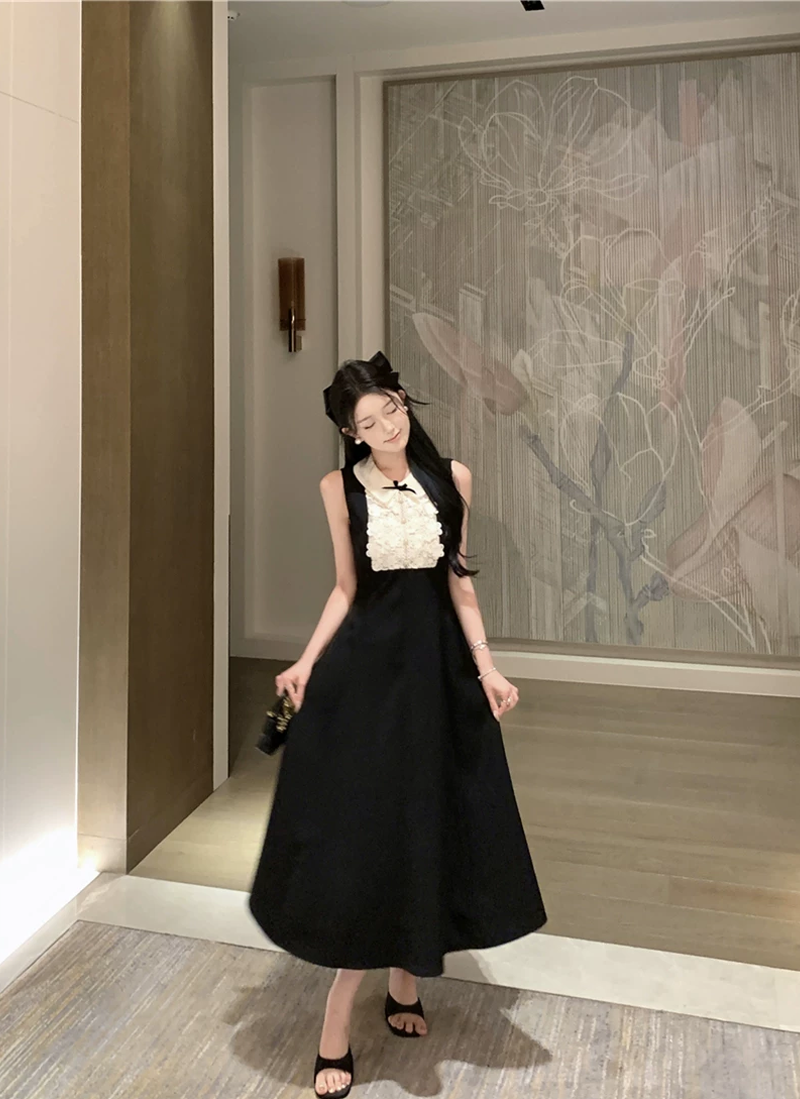 【dress】ノースリーブレースドッキングワンピース　M31116