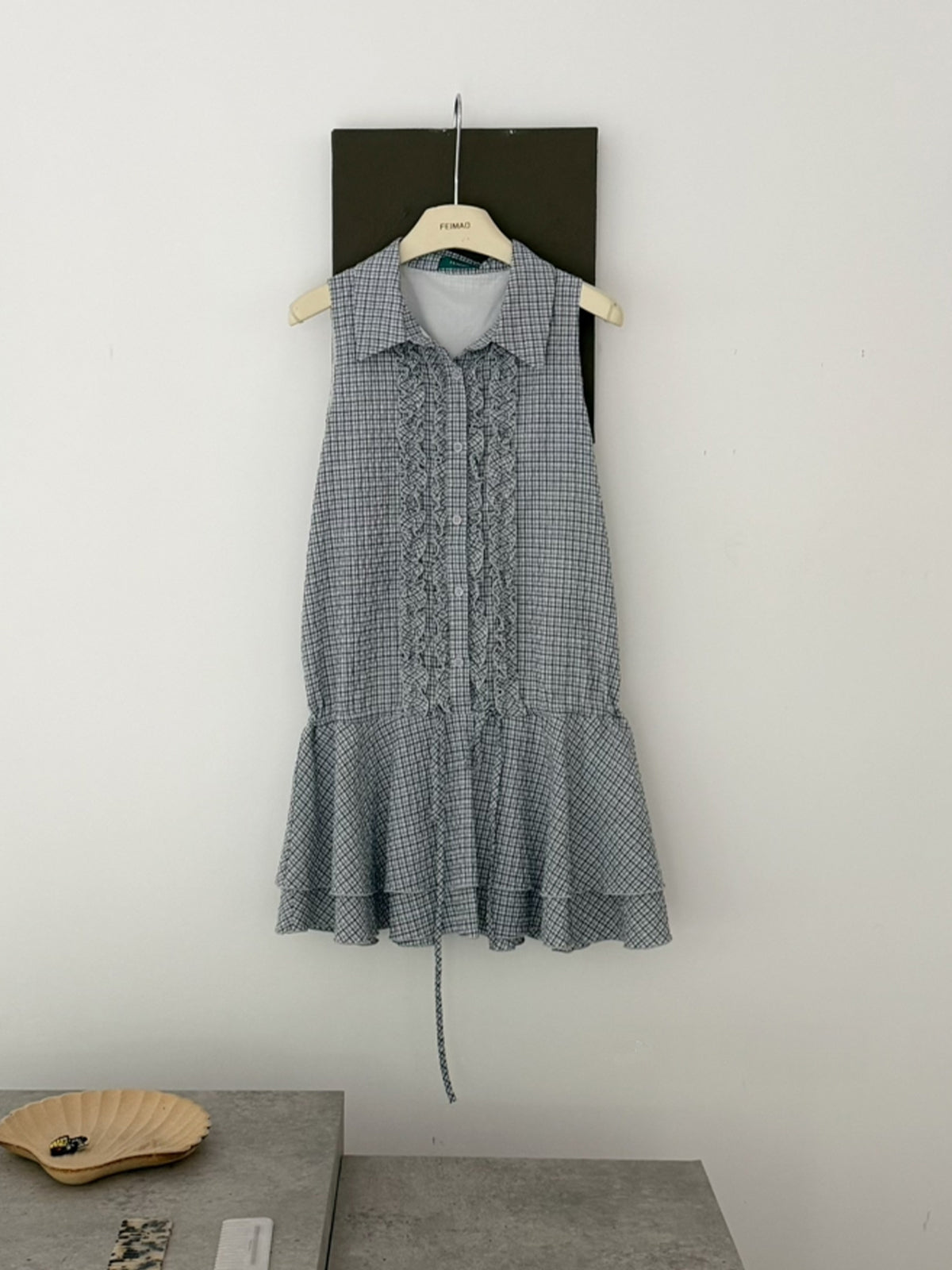 【dress】ギャザーフリルノースリーブワンピース Q8821