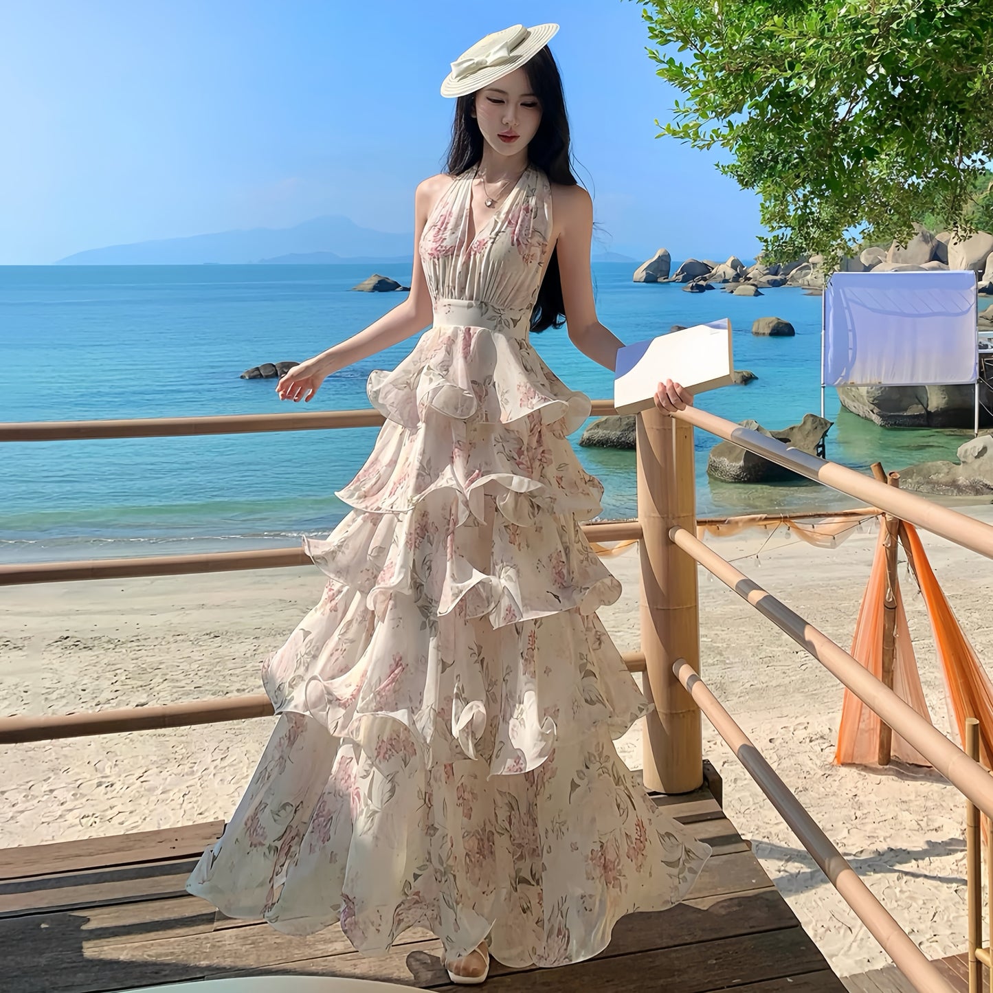 【dress】ティアードロングワンピース　N3542