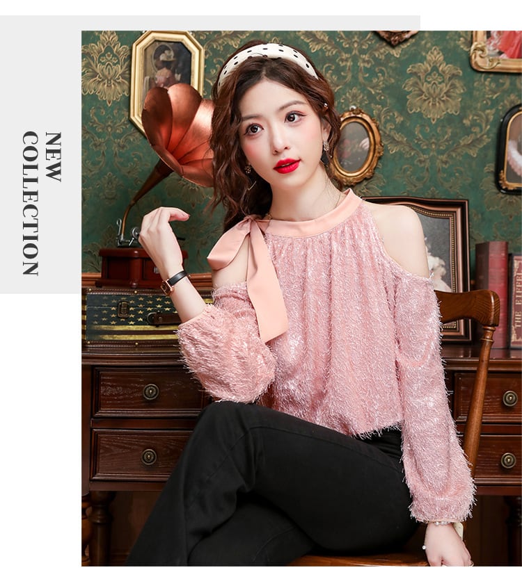 【tops】オフショルダーランタンスリーブ  ブラウス G20773