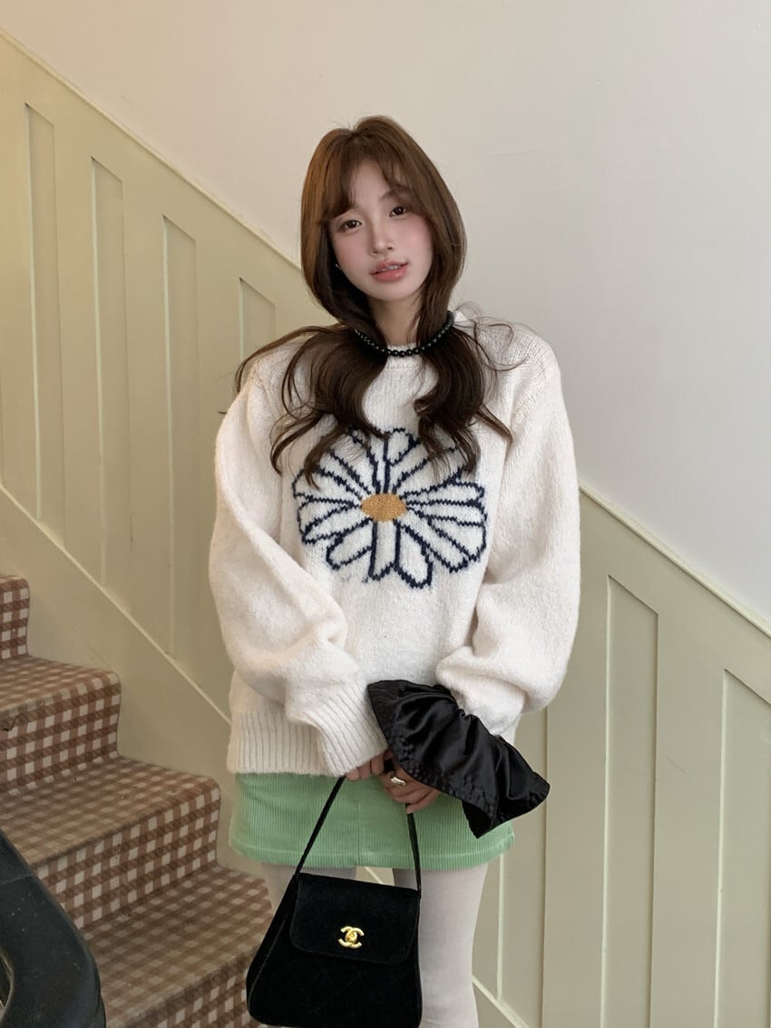 【tops】刺繍ニットセーター　M28269