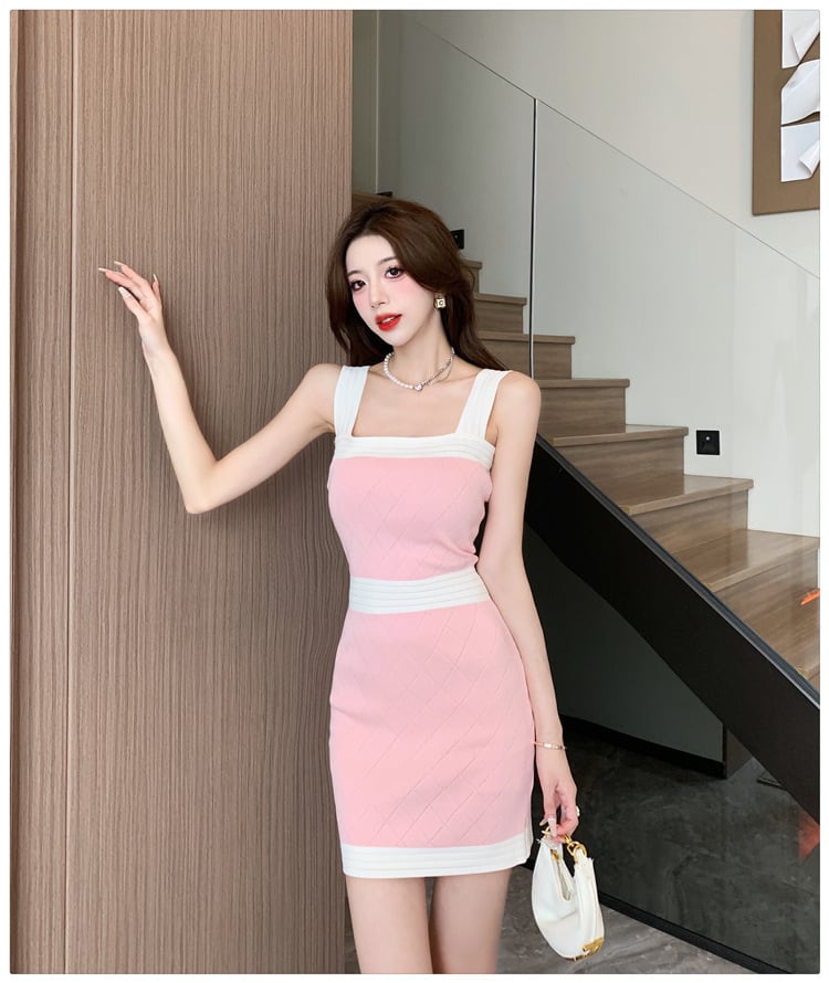 【dress】カラーマッチングニットキャミワンピース G21300