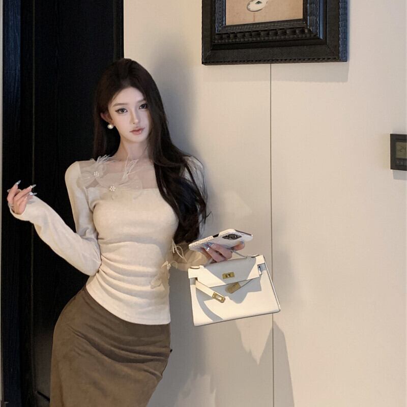 【tops】チュールコンビ立体フラワートップス　M28376
