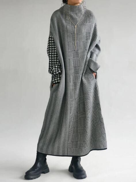 【dress】千鳥格子ニットワンピース　M26753