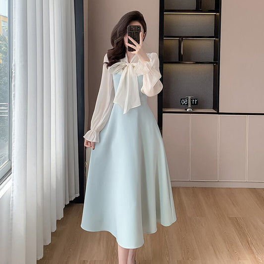 【dress】リボン偽二つ切り替えワンピース G19972