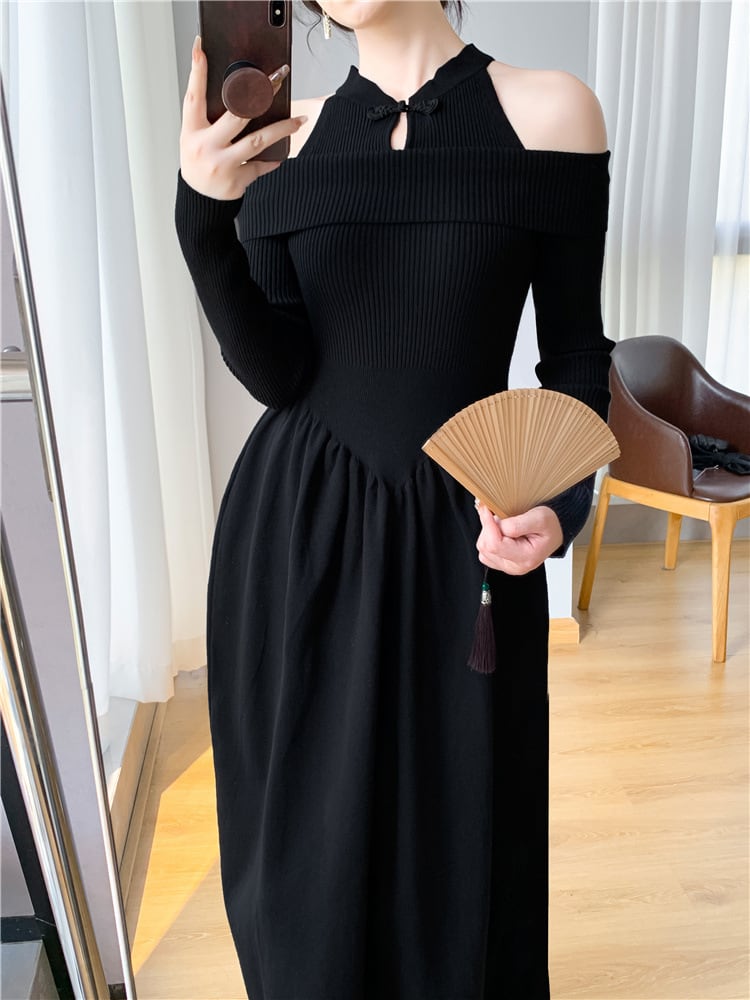 【dress】切り替えニットワンピース　M26174