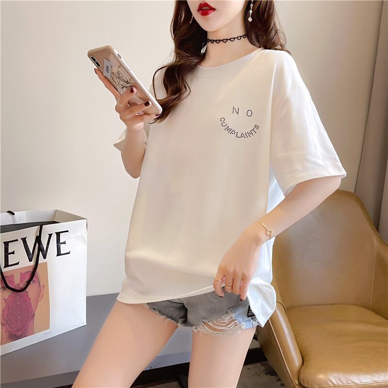 【tops】オシャレ度満点〜ラウンドネック半袖英字柄ファッションゆったり着回しTシャツ