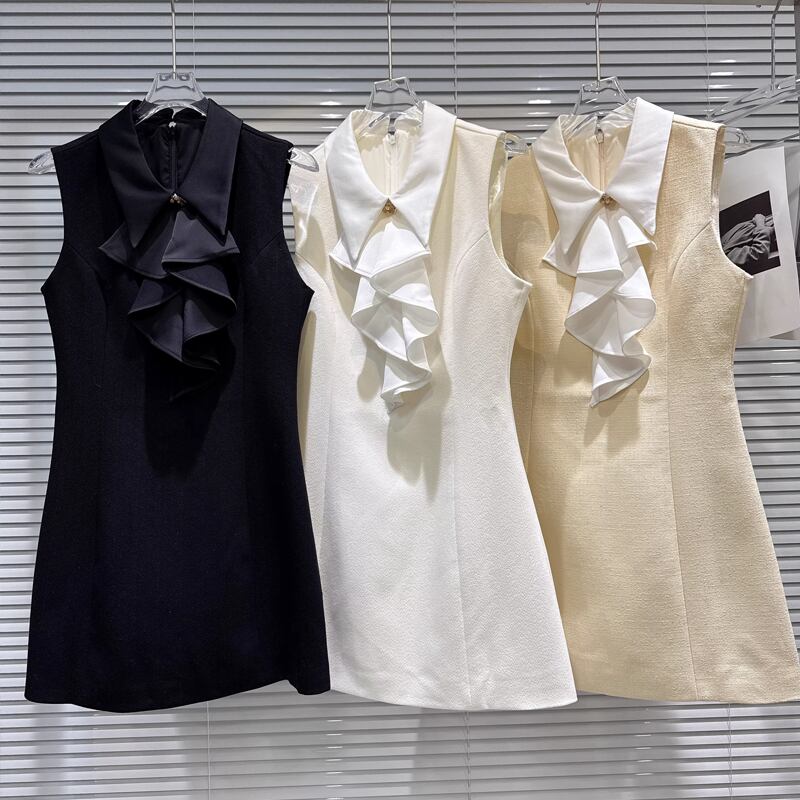 【dress】3色展開ベストワンピース Q7890
