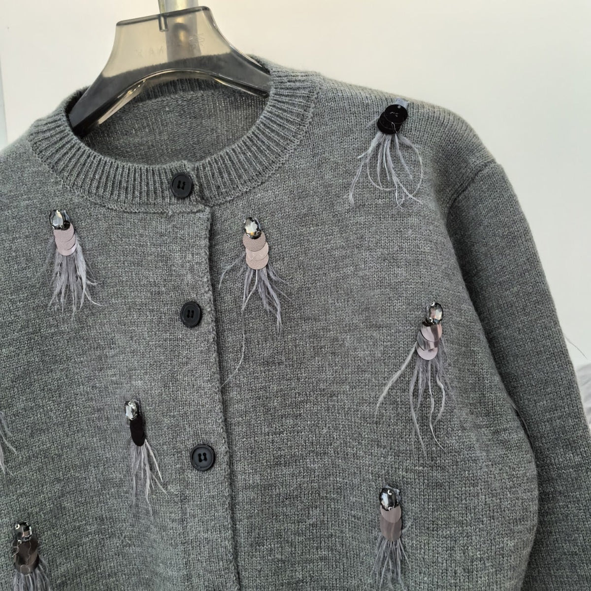 【outer】スパンコールニットカーデ　M26197