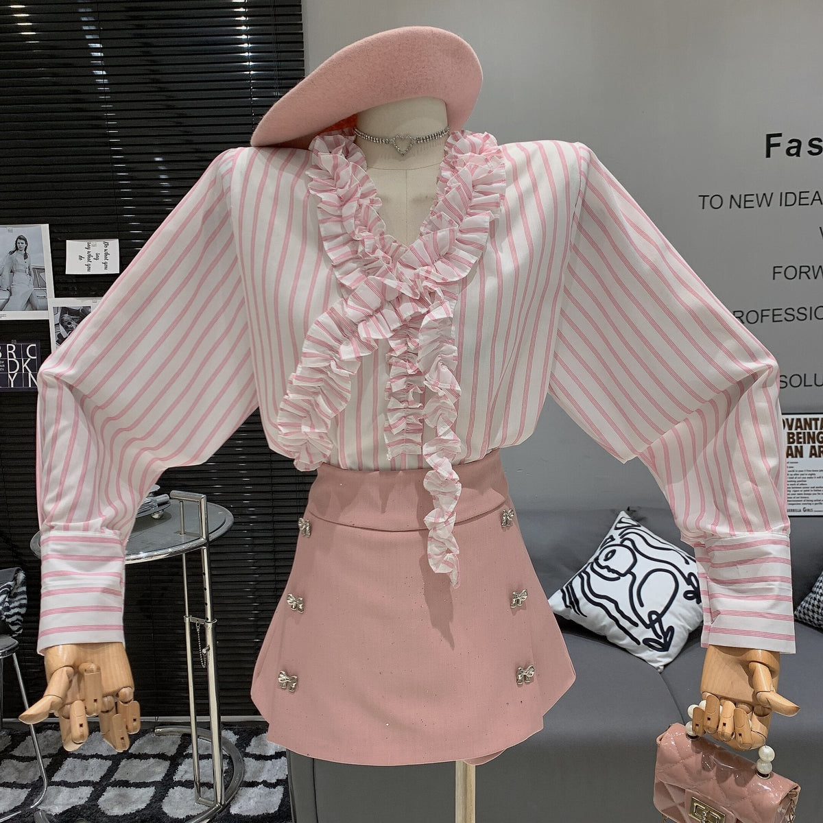 【tops】フリルシャツブラウス　M29981