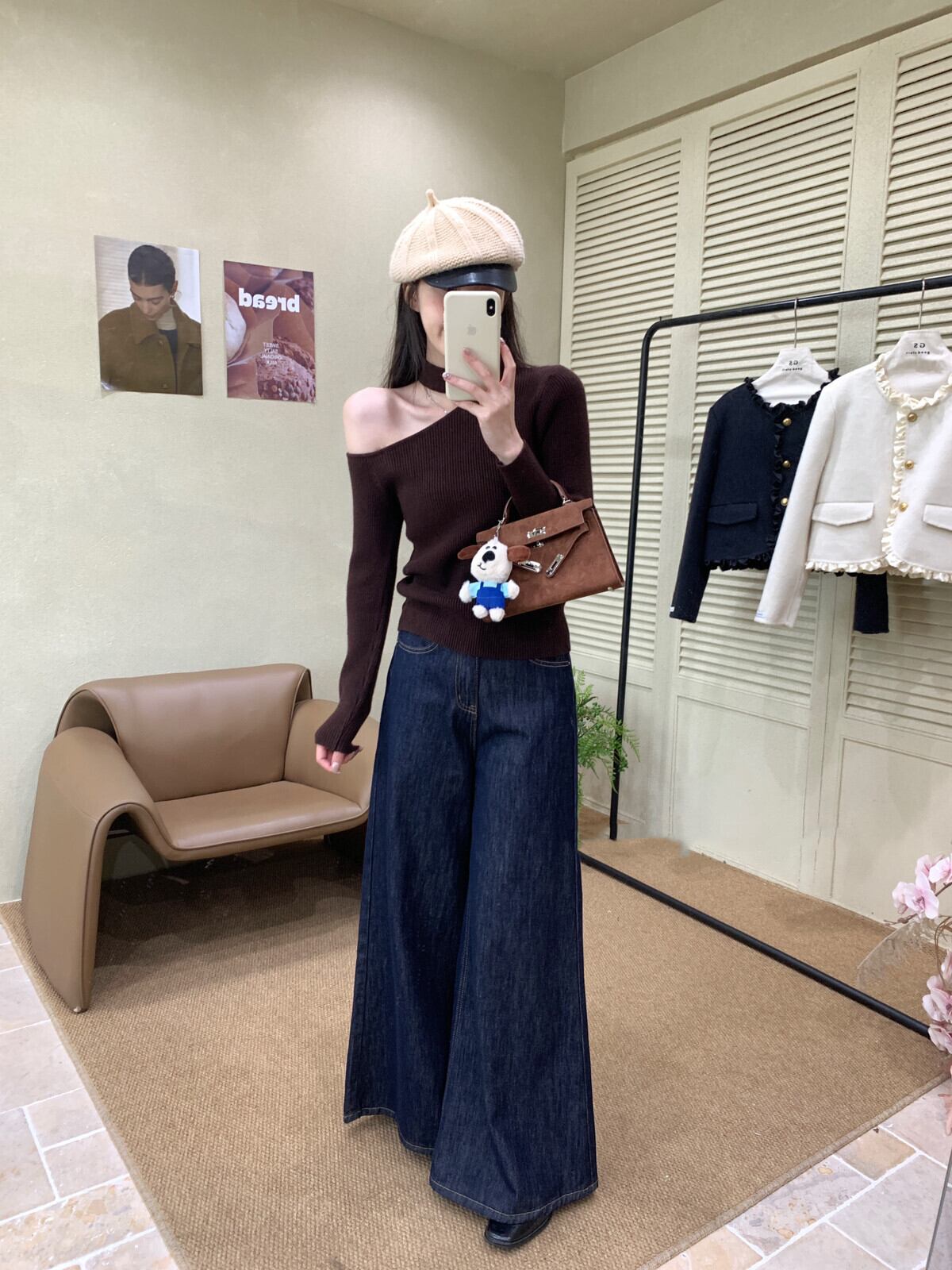 【tops】ワンショルハイネックニットトップス　N2931
